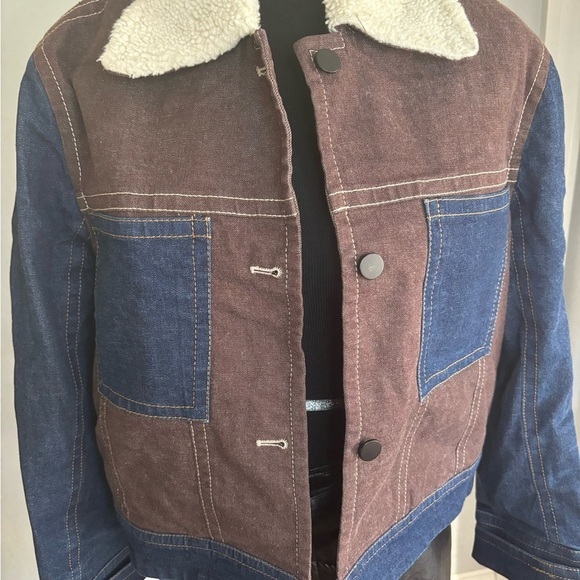 Colovos Multi Fleck Color block, Jacket Brown and Blue Women size Large - Picture 5 of 12